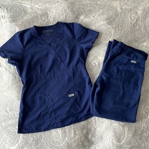 Navy Blue Grey’s Anatomy Scrub Top and Pants Size Small